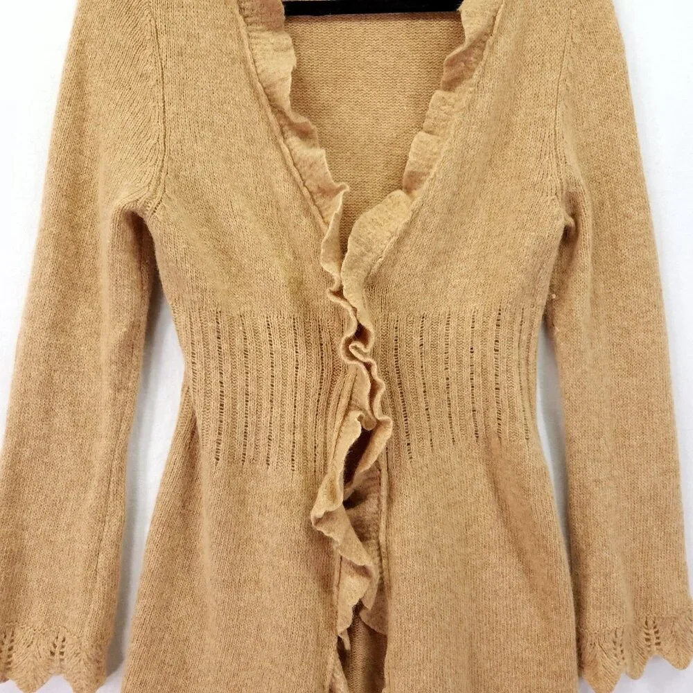 Anthropologie Sparrow Duster Cardigan Lambswool Angora Blend Beige Size Medium - Picture 9 of 14
